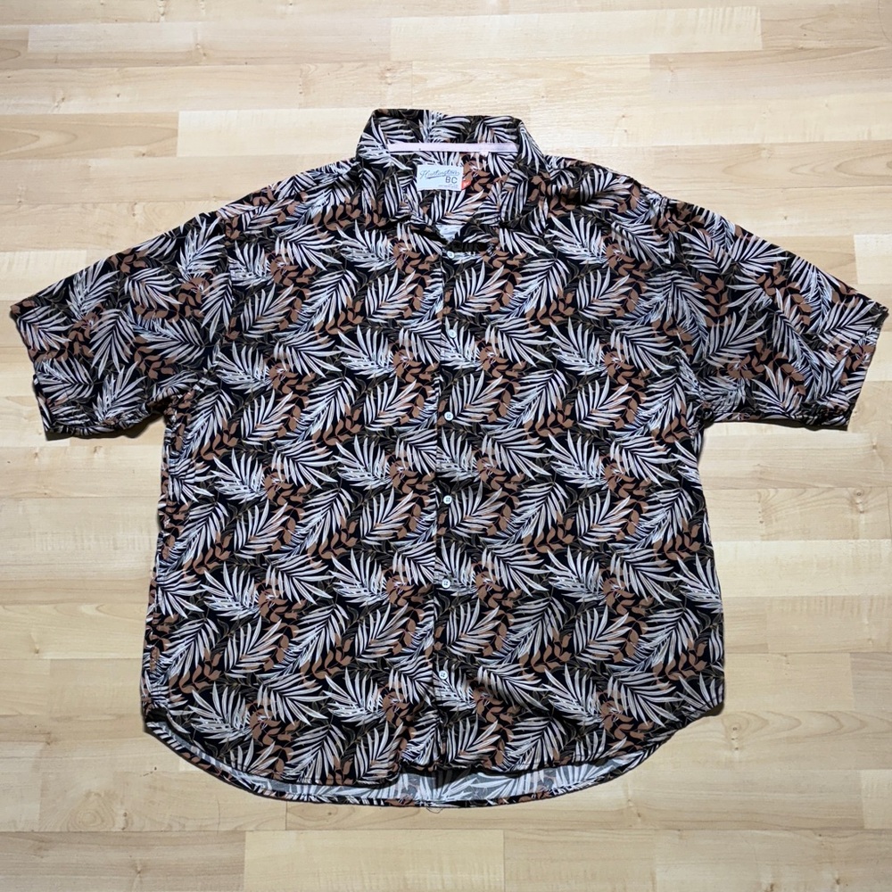 Men's Leaf Pattern Casual Button Down Shirt
